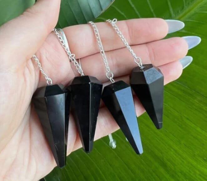 black obsidian pendulum necklace