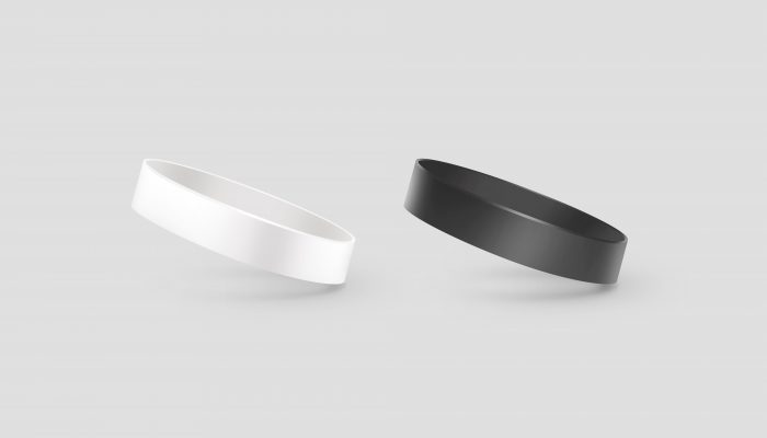 Blank white and black rubber wristband mockup