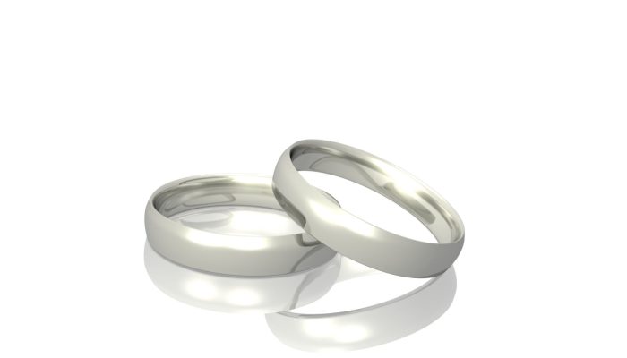 Two silver or platinum rings isolated on a white background.
